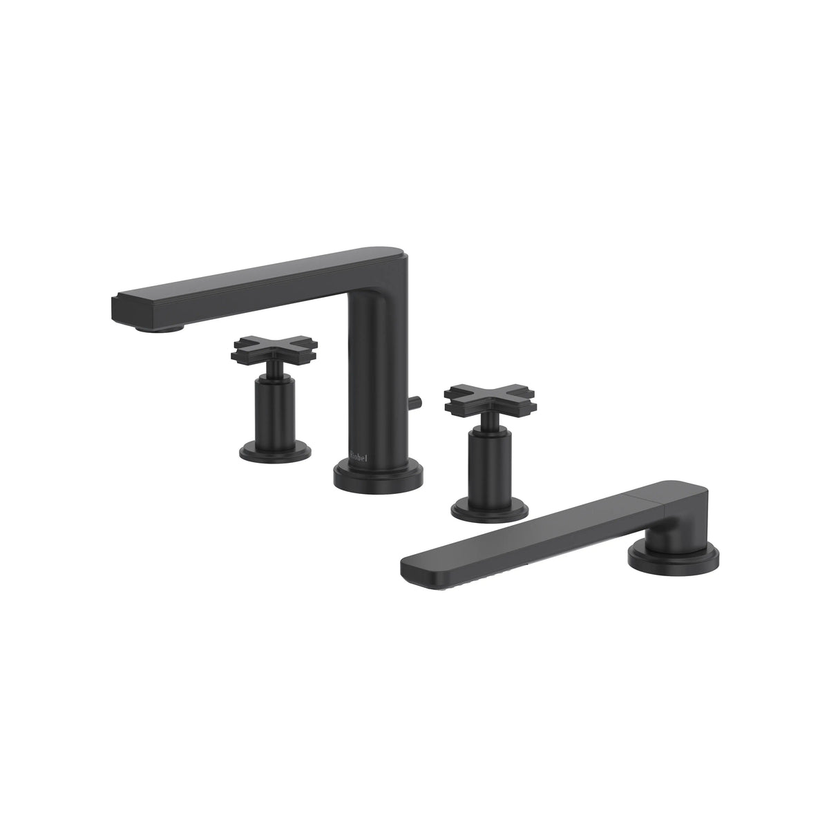 Riobel Manifesto 4-Hole Deck-Mount Tub Filler with Hand Shower - Black (MF12+BK)