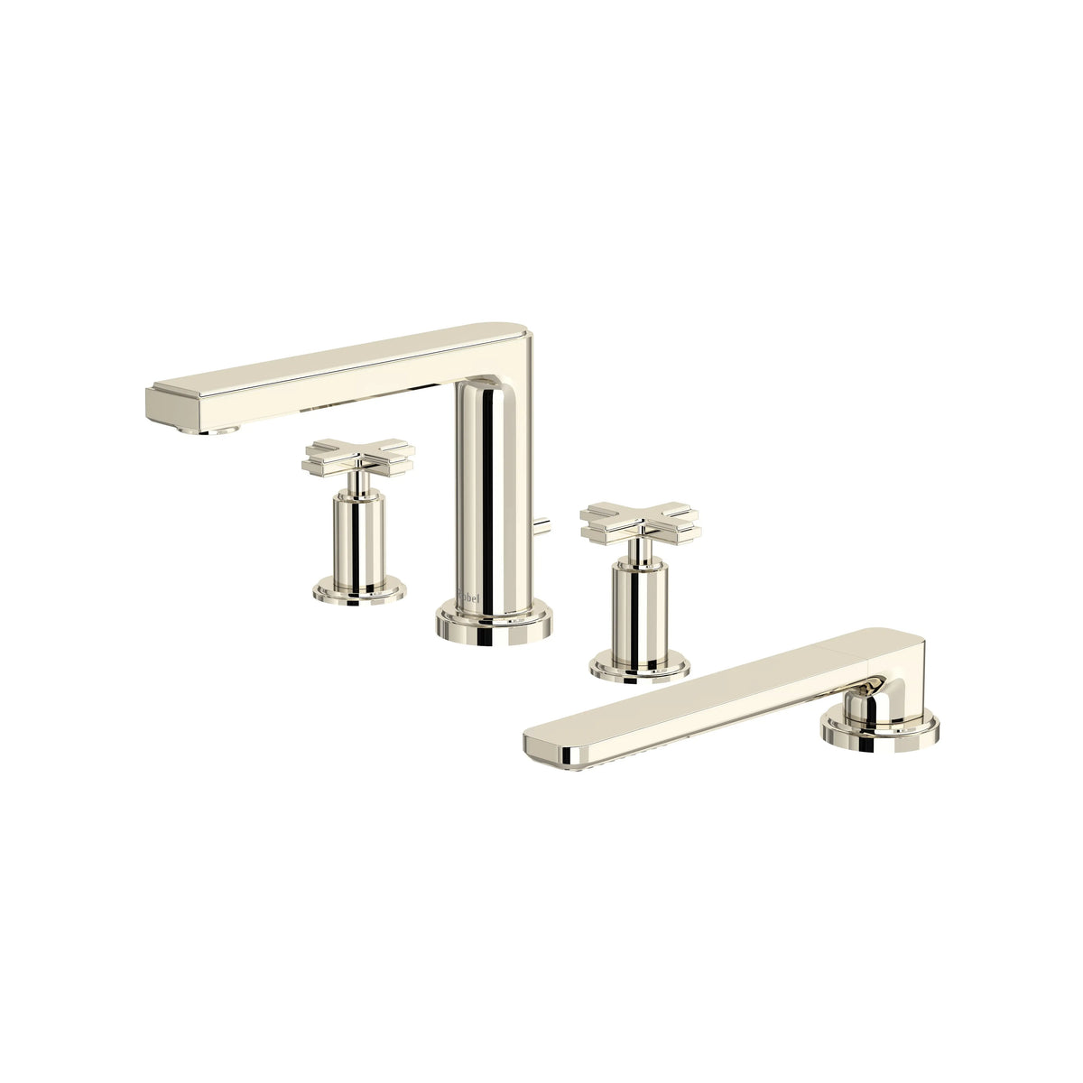 Riobel Manifesto 4-Hole Deck-Mount Tub Filler with Hand Shower - Polished Nickel (MF12+PN)