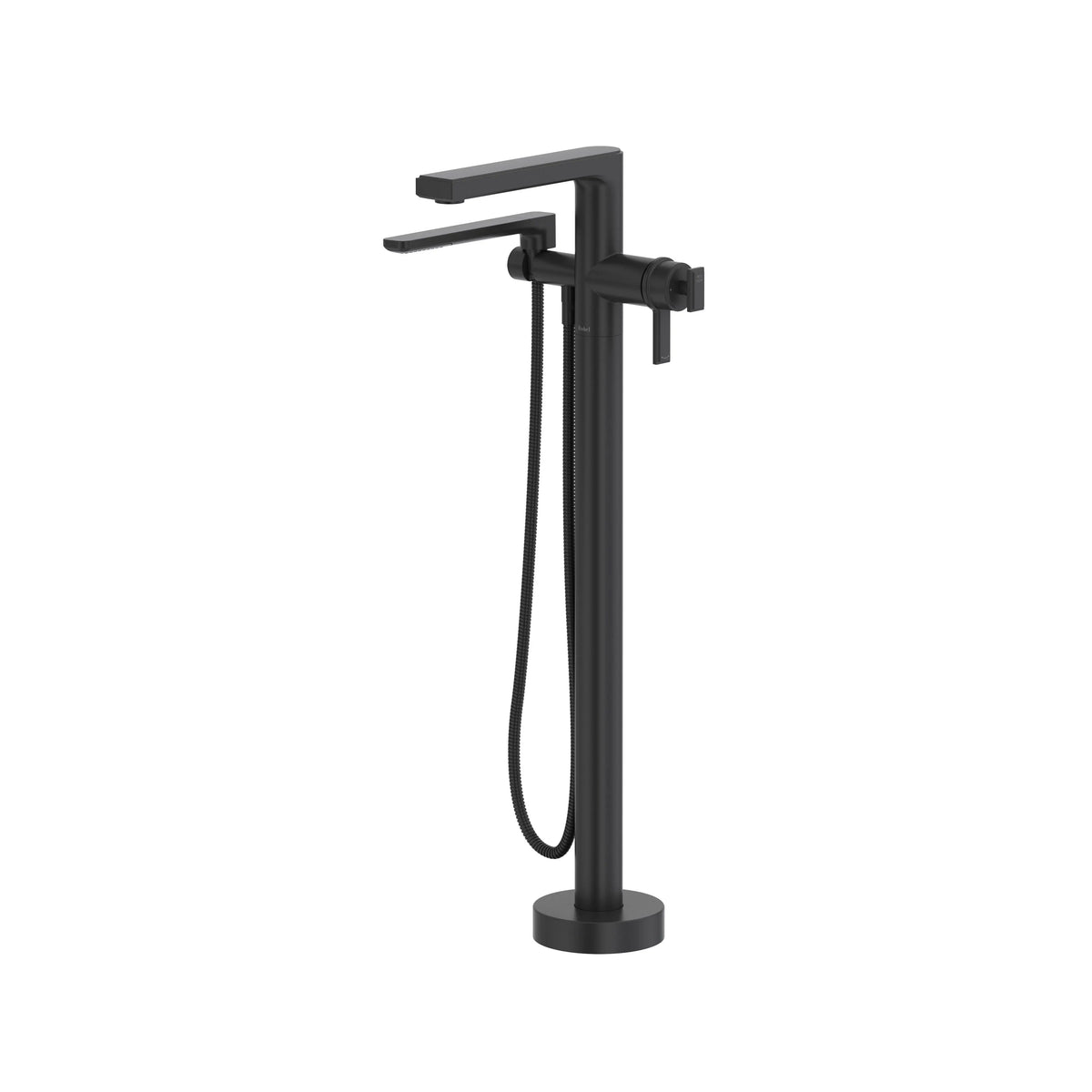 Riobel Manifesto Thermostatic Single Hole Floor-Mount Tub Filler Trim with Hand Shower - Black (TMF39BK)