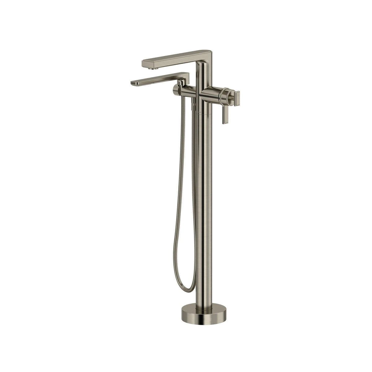 Riobel Manifesto Thermostatic Single Hole Floor-Mount Tub Filler Trim with Hand Shower - Brushed Nickel (TMF39BN)