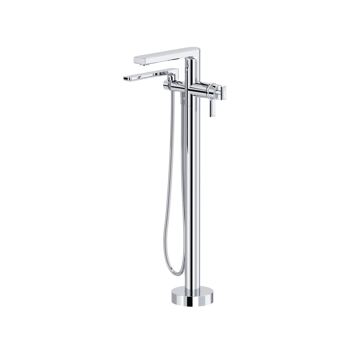 Riobel Manifesto Thermostatic Single Hole Floor-Mount Tub Filler Trim with Hand Shower - Chrome (TMF39C)