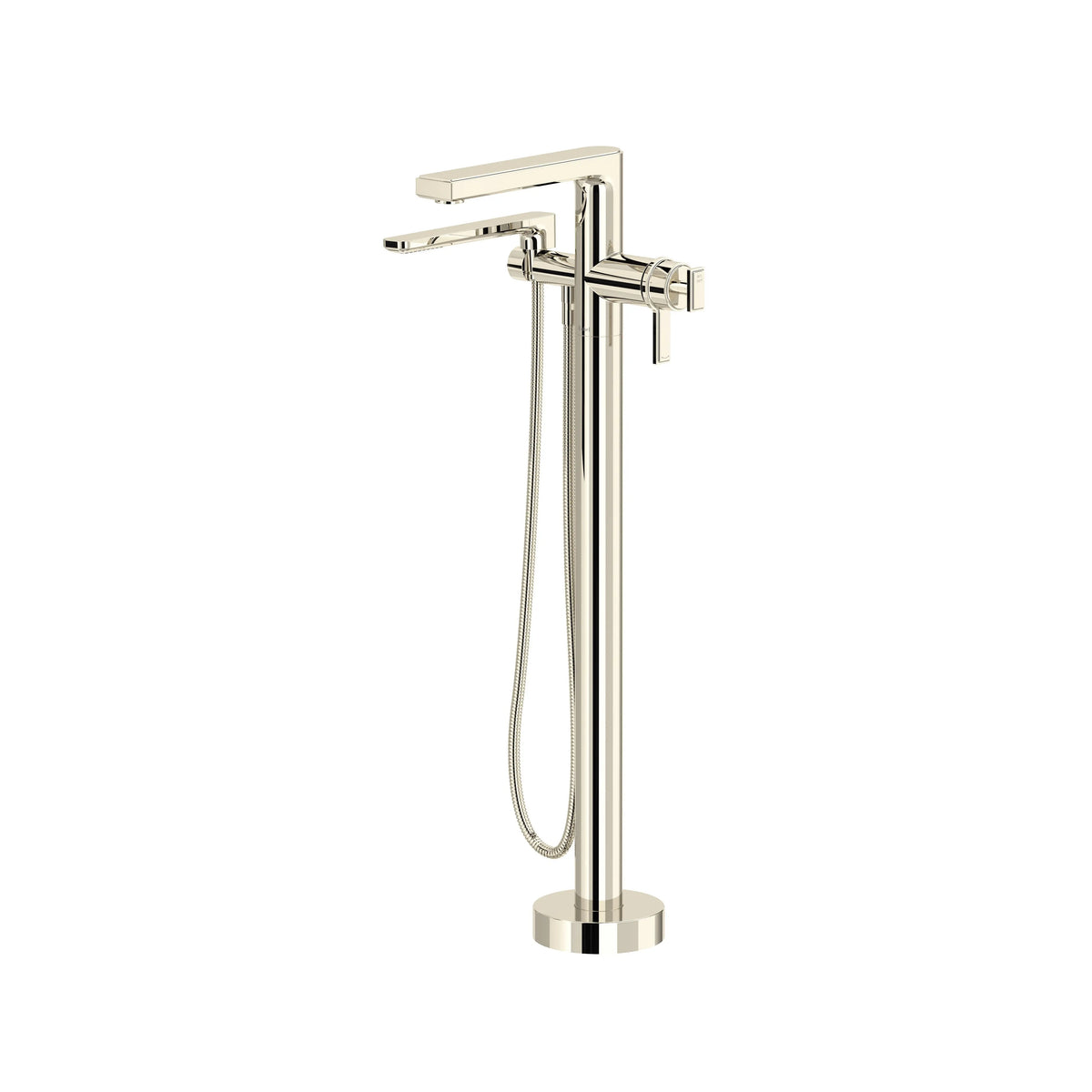 Riobel Manifesto Thermostatic Single Hole Floor-Mount Tub Filler Trim with Hand Shower - Polished Nickel (TMF39PN)