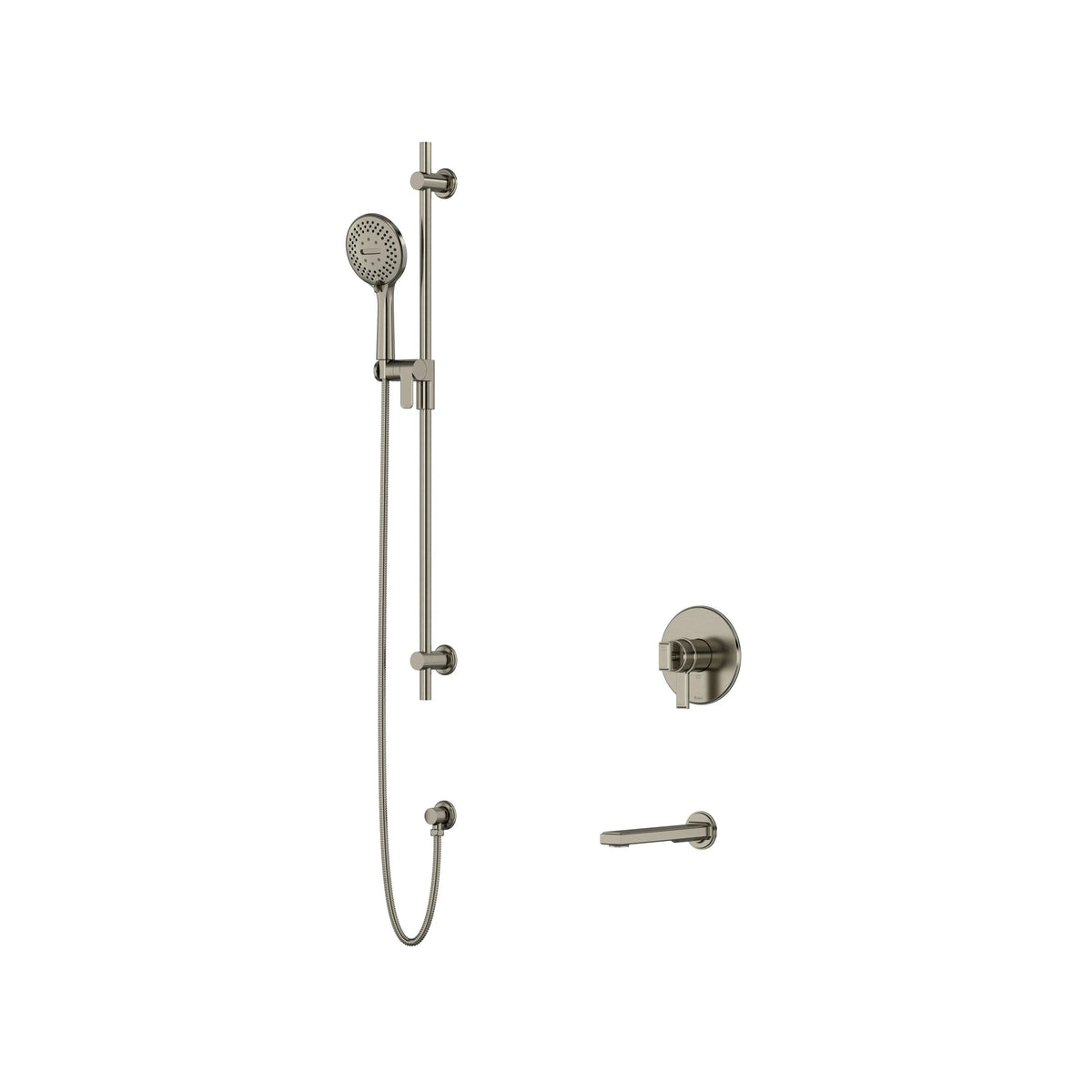 Riobel Manifesto Thermostatic & Pressure Balance Shower Trim Kit with Hand Shower Rail & Tub Spout - Brushed Nickel (TKIT1244MFBN)