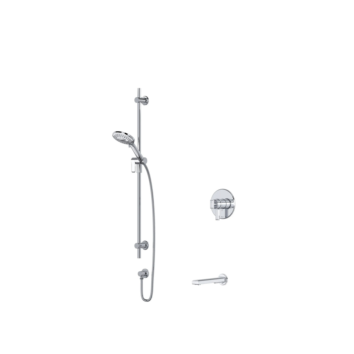Riobel Manifesto Thermostatic & Pressure Balance Shower Trim Kit with Hand Shower Rail & Tub Spout - Chrome (TKIT1244MFC)