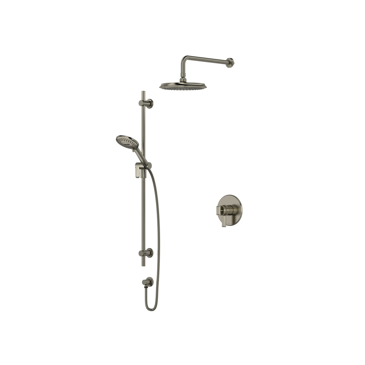 Riobel Manifesto Thermostatic & Pressure Balance Shower Trim Kit with Showerhead & Hand Shower Rail - Brushed Nickel (TKIT323MFBN-CW)