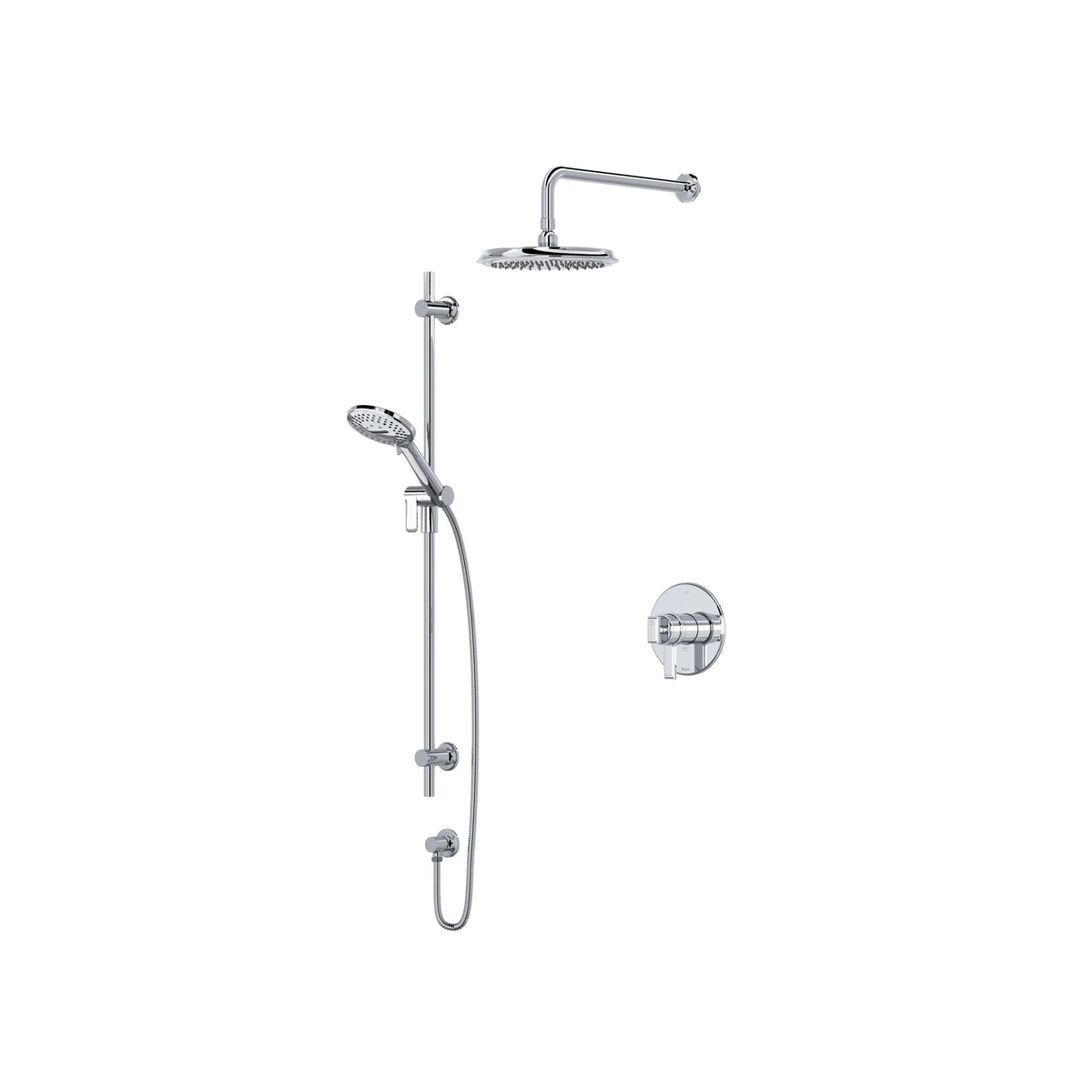 Riobel Manifesto Thermostatic & Pressure Balance Shower Trim Kit with Showerhead & Hand Shower Rail - Chrome (TKIT323MFC-CW)