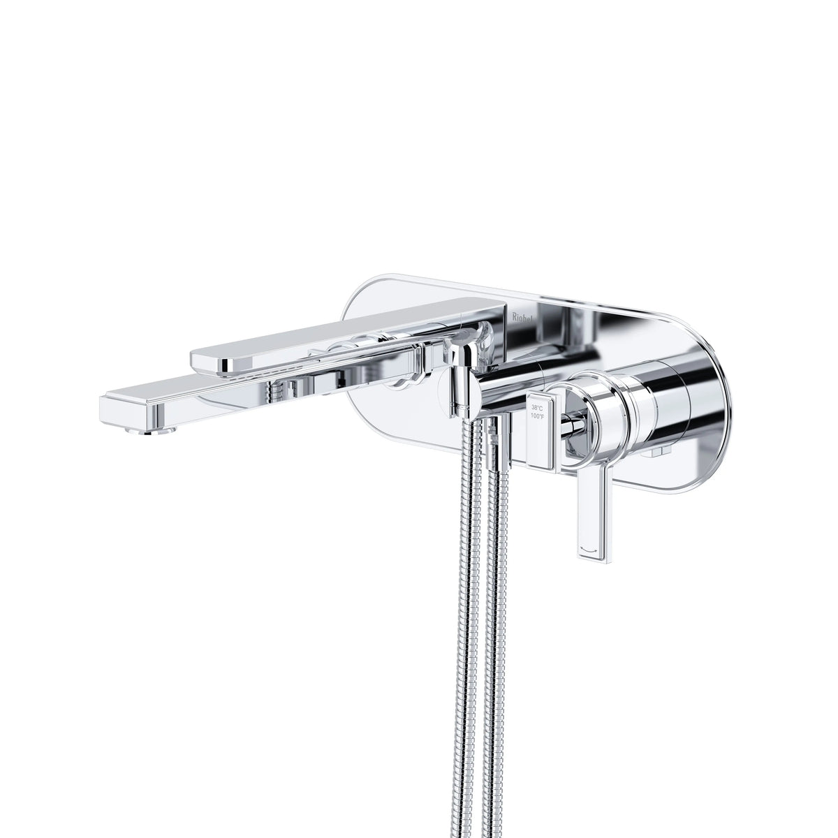 Riobel Manifesto Wall-Mount Thermostatic/Pressure Balance Tub Filler Trim with Hand Shower - Chrome (TMF21C)