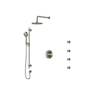 Riobel Momenti 3/4" Thermostatic & Pressure Balance Shower with Showerhead, Hand Shower Rail & Body Jet - Brushed Nickel (KIT446MMRDJBN-CW)