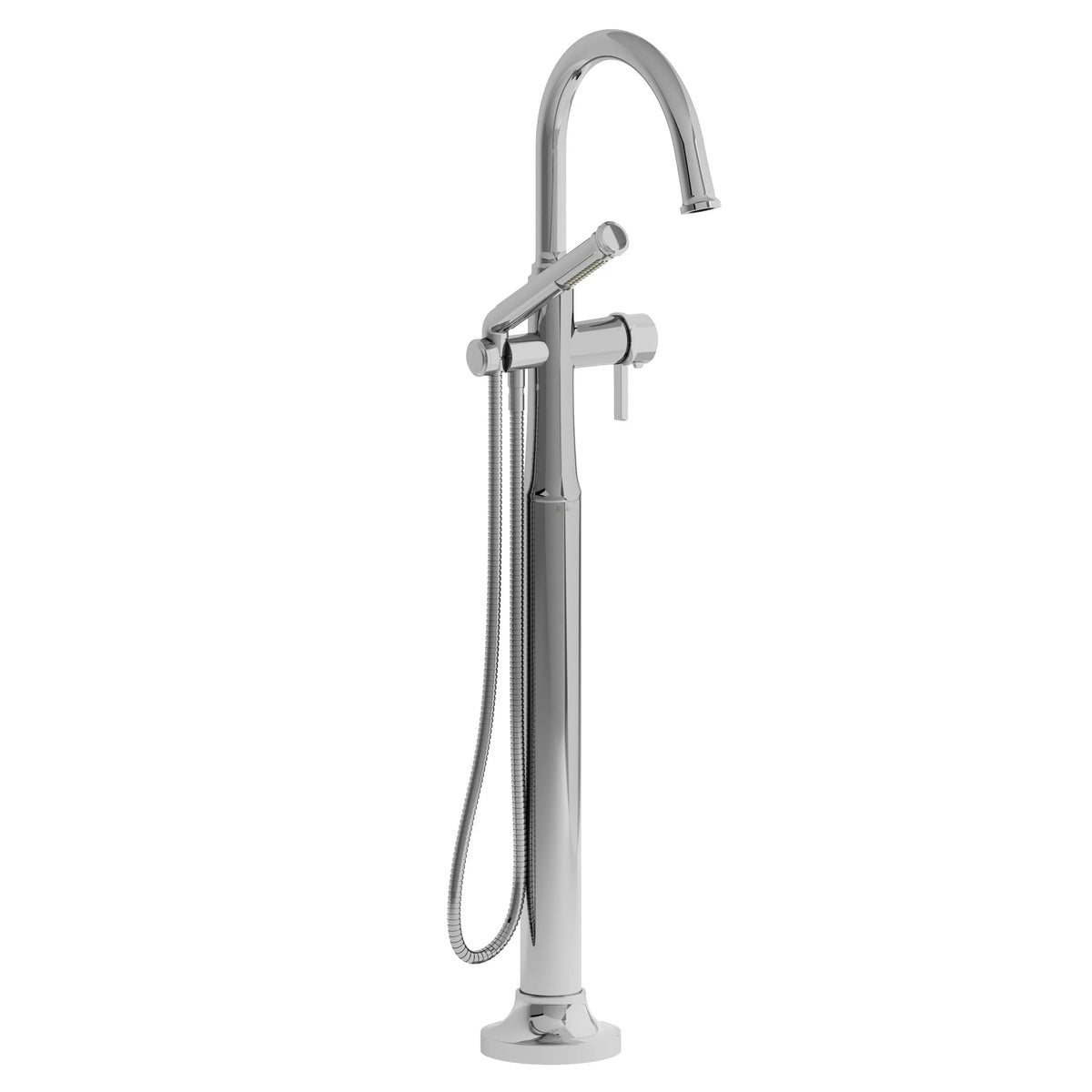 Riobel Momenti Thermostatic Floor-Mount Tub Filler Trim with C-Spout & Hand Shower - Chrome (TMMRD39JC)