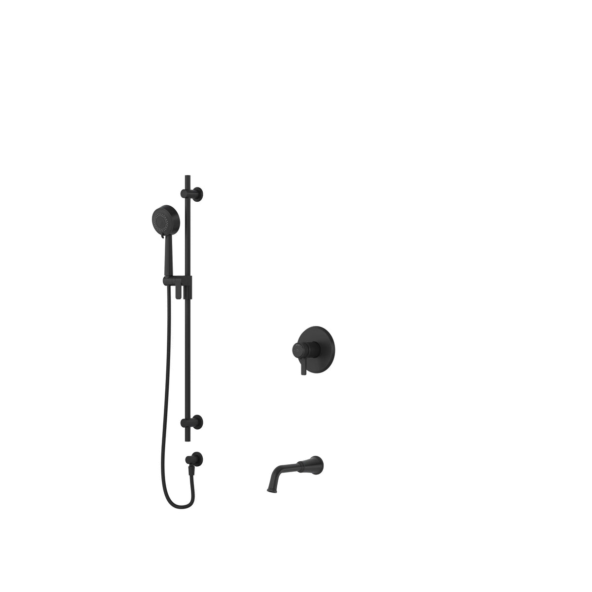 Riobel Momenti Thermostatic & Pressure Balance Shower Trim Kit with Hand Shower Rail & Tub Spout - Black (TKIT1244MMRDJBK)