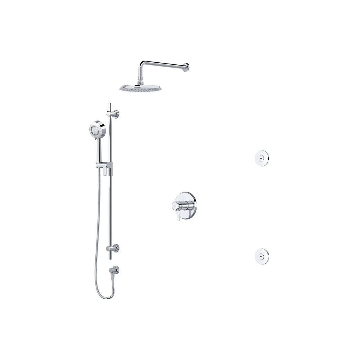 Riobel Momenti Thermostatic & Pressure Balance Shower with Showerhead, Hand Shower Rail & Body Jets — Chrome - Chrome (KIT3545MMRDJC-CW)