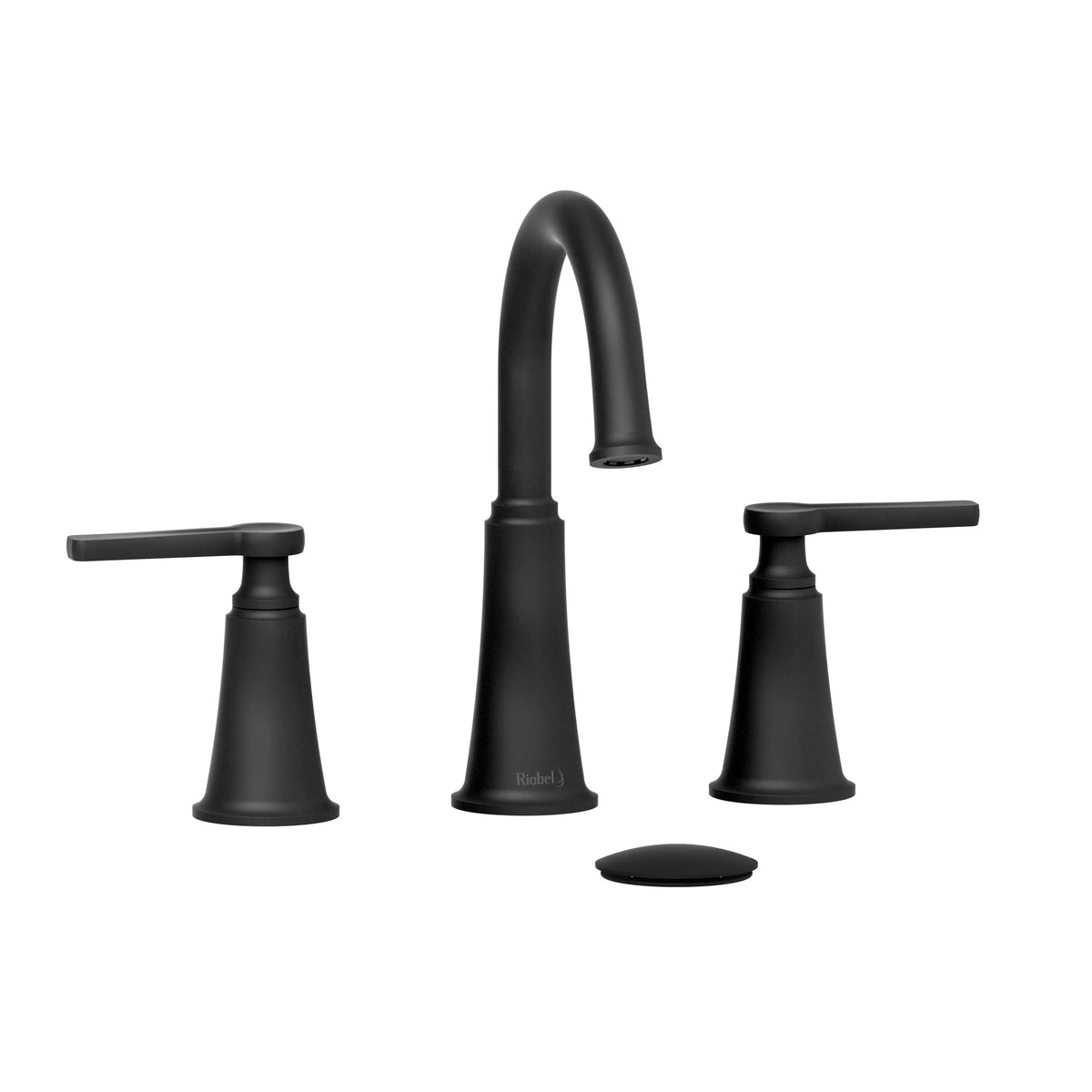 Riobel Momenti Widespread Bathroom Faucet with C-Spout - Black (MMRD08JBK)