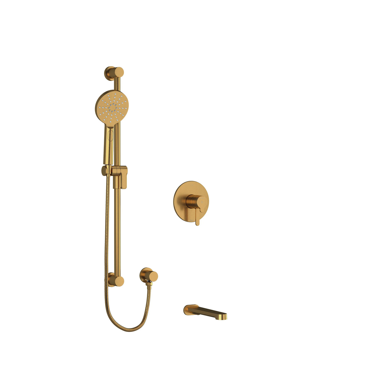 Riobel Nibi 2-Way Thermostatic/Pressure Balance Shower Trim Kit with Hand Shower Rail & Tub Spout - Brushed Gold (TKIT1244NBBG)