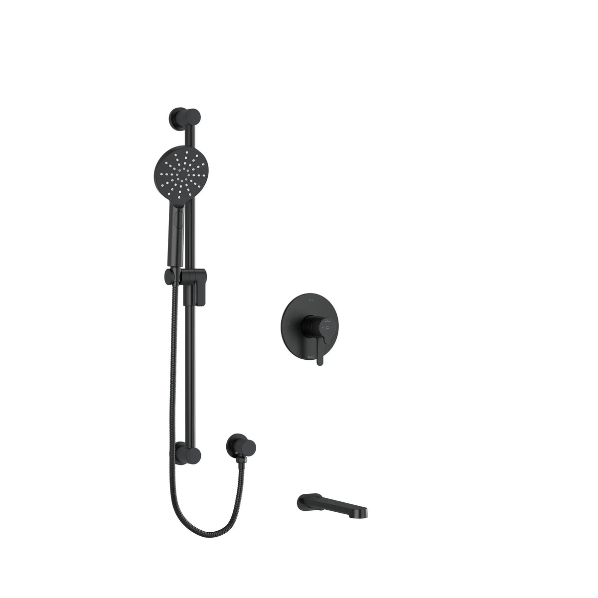 Riobel Nibi 2-Way Thermostatic/Pressure Balance Shower Trim Kit with Hand Shower Rail & Tub Spout - Black (TKIT1244NBBK)