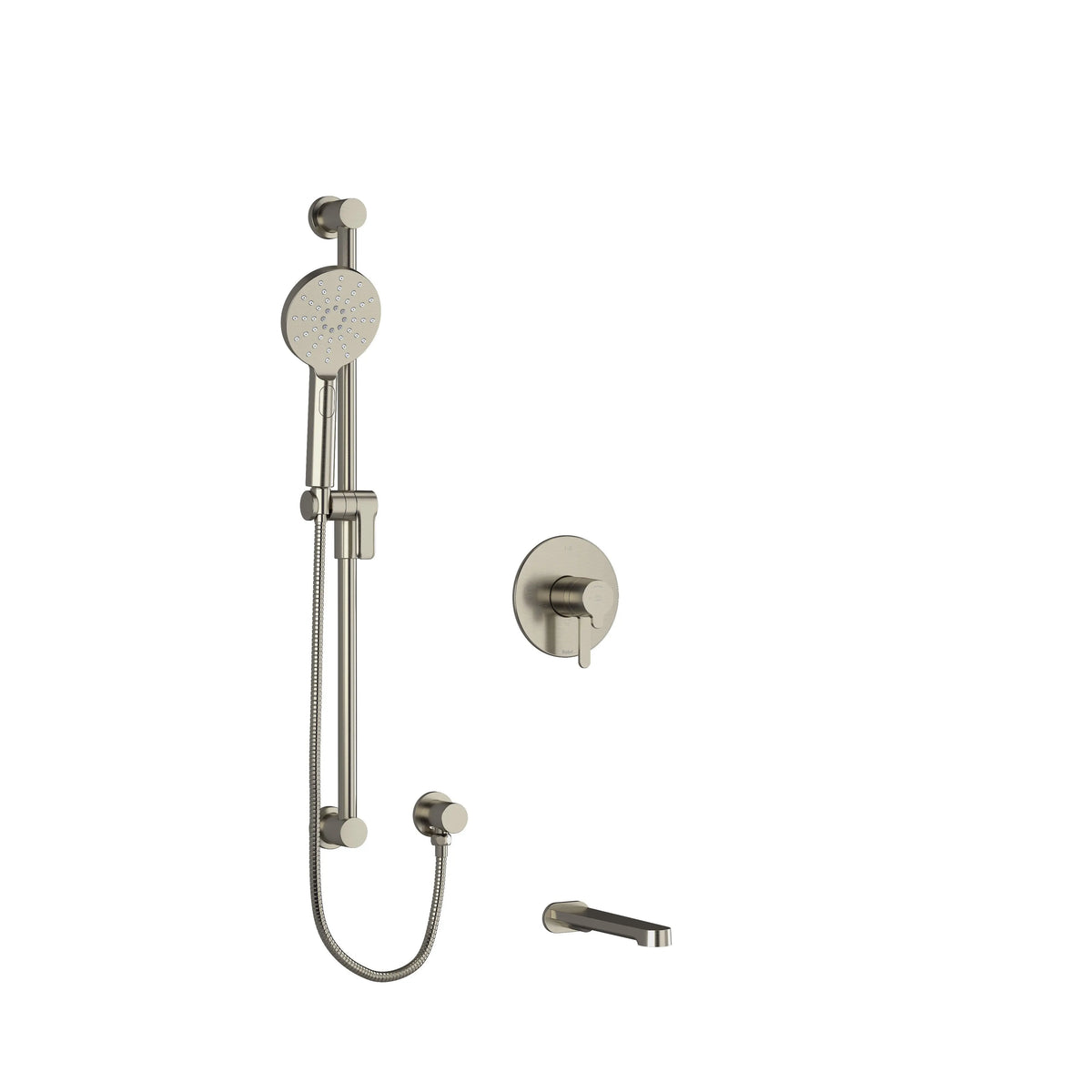 Riobel Nibi 2-Way Thermostatic/Pressure Balance Shower Trim Kit with Hand Shower Rail & Tub Spout - Brushed Nickel (TKIT1244NBBN)