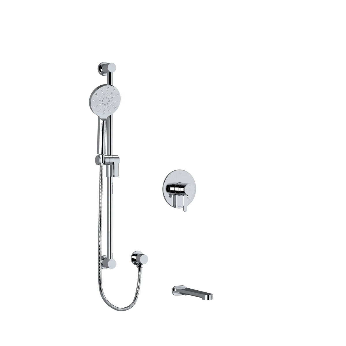Riobel Nibi 2-Way Thermostatic/Pressure Balance Shower Trim Kit with Hand Shower Rail & Tub Spout - Chrome (TKIT1244NBC)