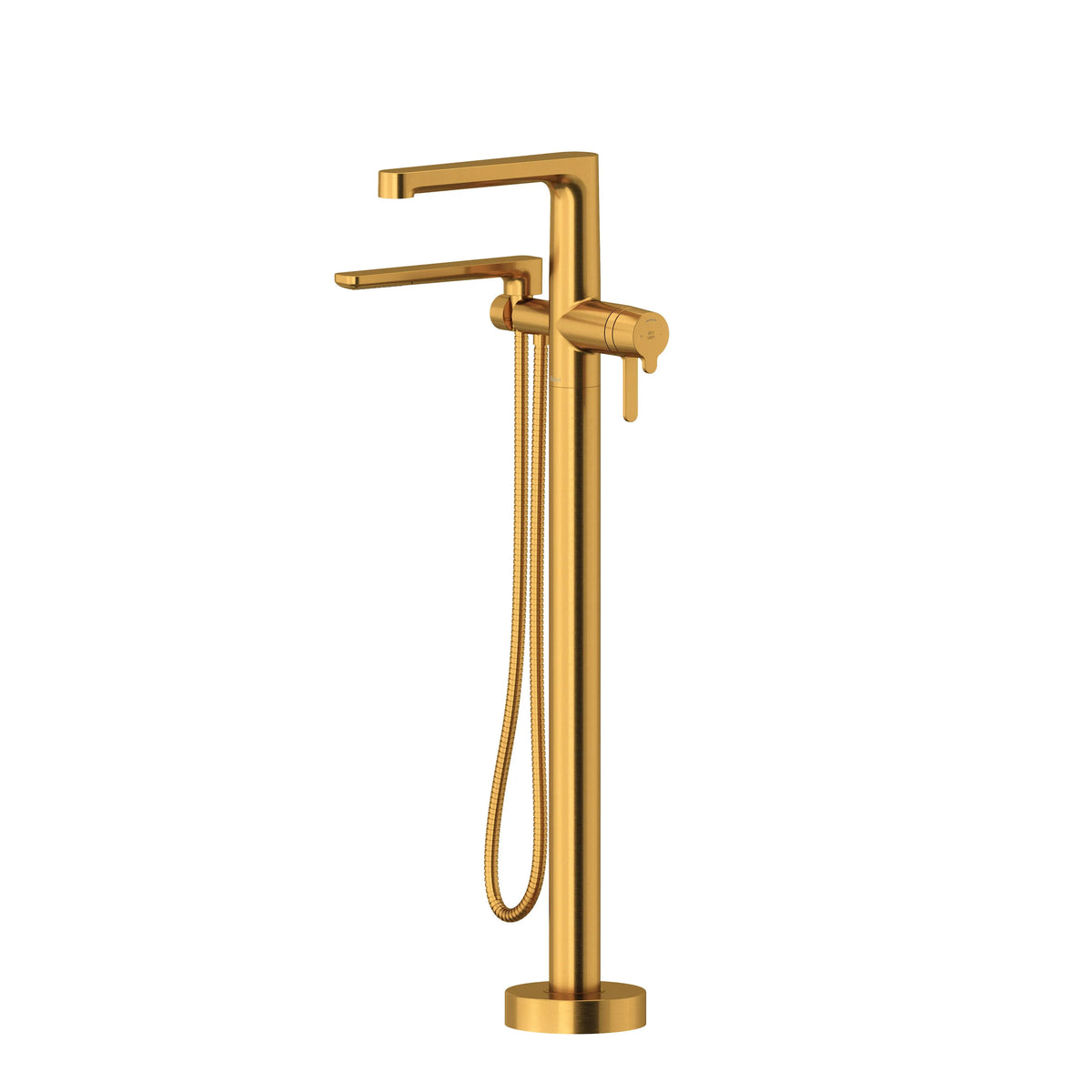 Riobel Nibi Freestanding Thermostatic Tub Filler Trim with Hand Shower - Brushed Gold (TNB39BG)