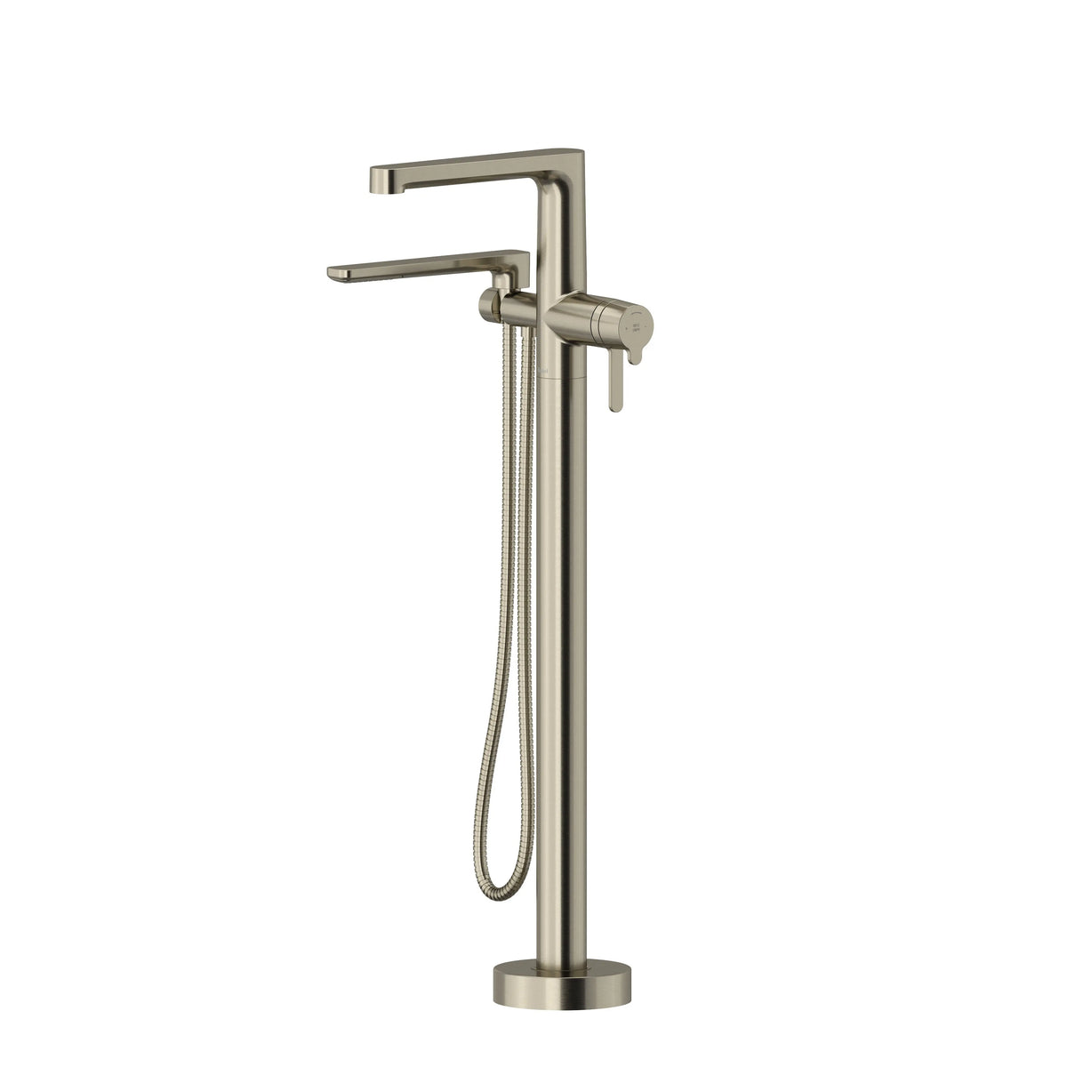 Riobel Nibi Freestanding Thermostatic Tub Filler Trim with Hand Shower - Brushed Nickel (TNB39BN)