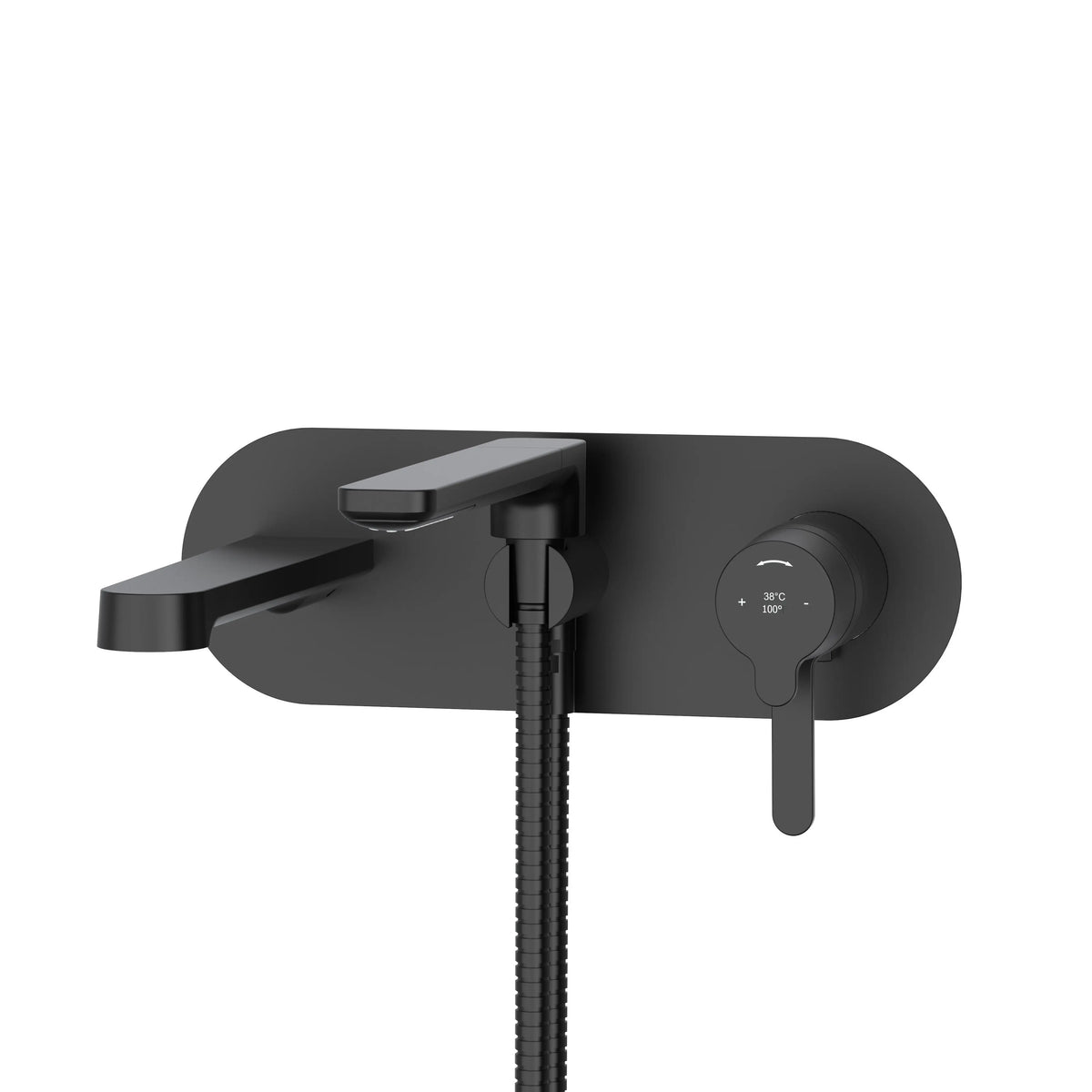Riobel Nibi Wall-Mount Thermostatic/Pressure Balance Tub Filler Trim with Hand Shower - Black (TNB21BK)
