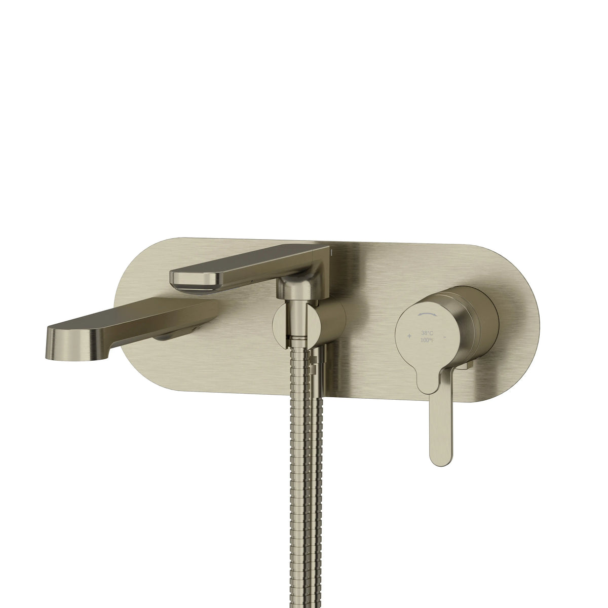 Riobel Nibi Wall-Mount Thermostatic/Pressure Balance Tub Filler Trim with Hand Shower - Brushed Nickel (TNB21BN)