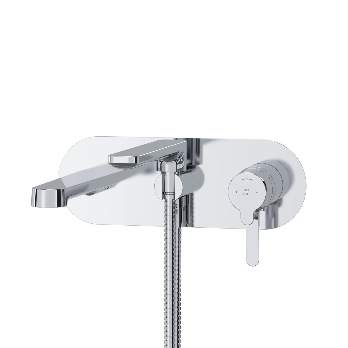 Riobel Nibi Wall-Mount Thermostatic/Pressure Balance Tub Filler Trim with Hand Shower - Chrome (TNB21C)