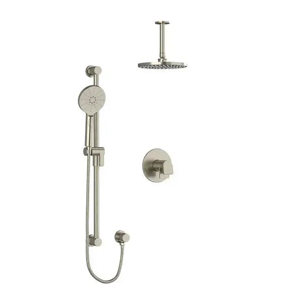 Riobel Ode 2-Way Thermostatic/Pressure Balance Shower Trim Kit with Shower Head, Hand Shower Rail - Brushed Nickel (TKIT323ODBN-6)