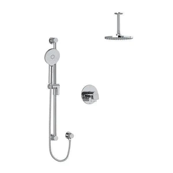 Riobel Ode 2-Way Thermostatic/Pressure Balance Shower Trim Kit with Shower Head, Hand Shower Rail - Chrome (TKIT323ODC-6)