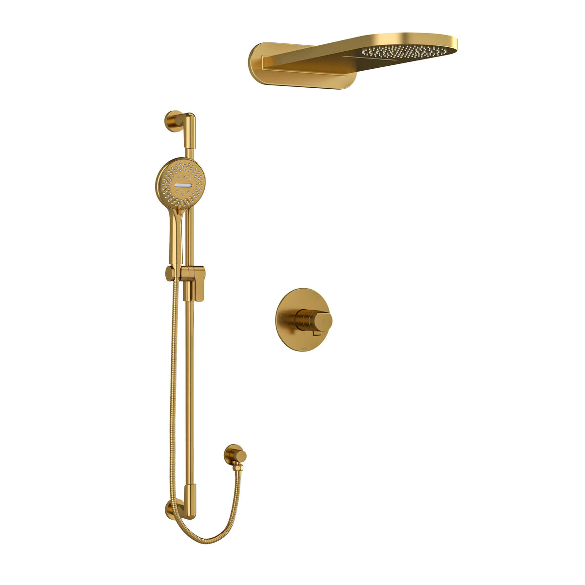 Riobel Parabola 1/2" Thermostatic & Pressure Balance Shower Kit 2745 - Brushed Gold (KIT2745PBBG)