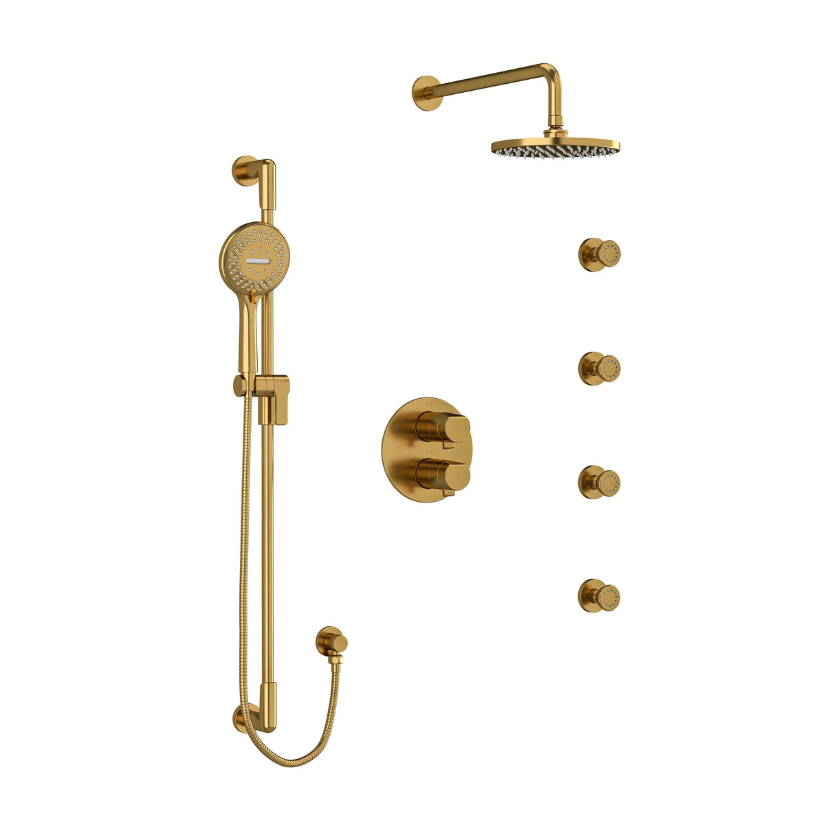 Riobel Parabola 3/4" Thermostatic & Pressure Balance Shower Kit 446 - Brushed Gold (KIT446PBBG)