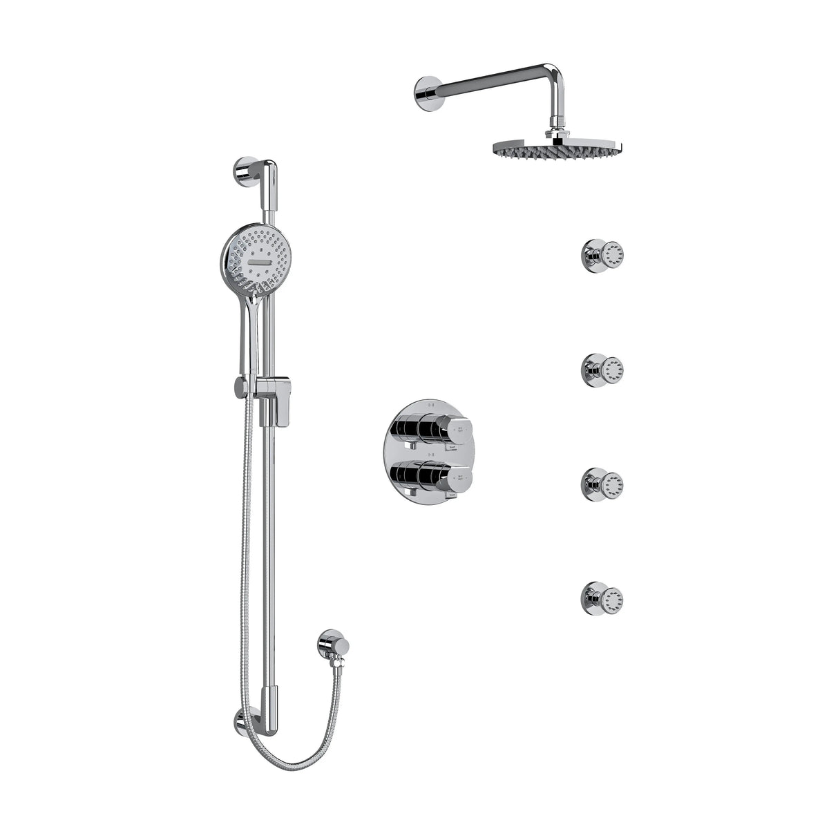 Riobel Parabola 3/4" Thermostatic & Pressure Balance Shower Kit 446 - Chrome (KIT446PBC-6)
