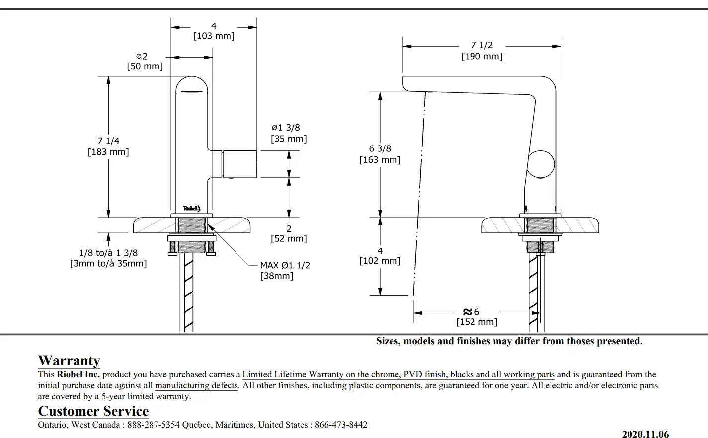 Riobel Parabola Single Handle Bathroom Sink Faucet - Plumbing Market