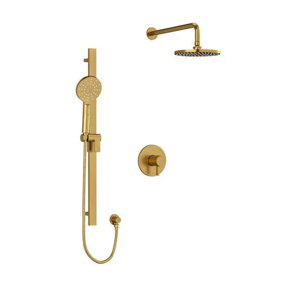Riobel Paradox 2-Way Thermostatic/Pressure Balance Shower Trim Kit with Shower Head & Hand Shower Rail TKIT323PXTM - Brushed Gold (TKIT323PXTMBG-6)