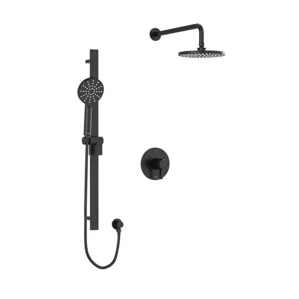 Riobel Paradox 2-Way Thermostatic/Pressure Balance Shower Trim Kit with Shower Head & Hand Shower Rail TKIT323PXTM - Black (TKIT323PXTMBK-6)