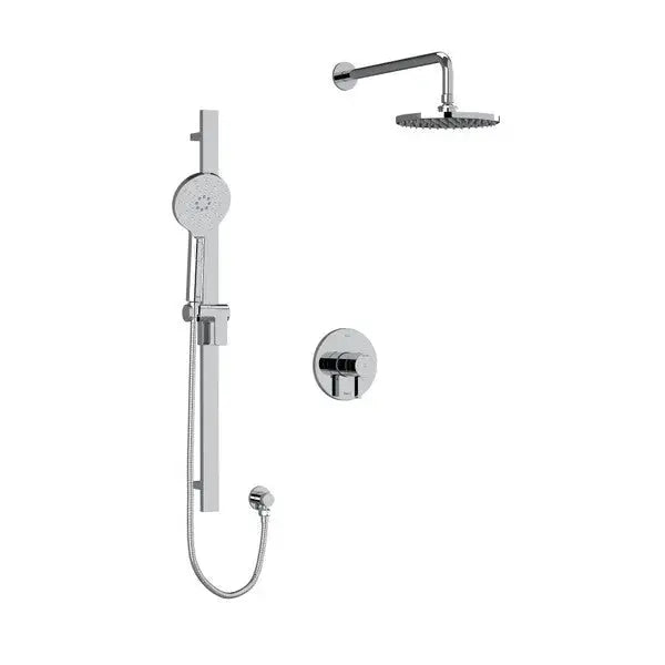 Riobel Paradox 2-Way Thermostatic/Pressure Balance Shower Trim Kit with Shower Head & Hand Shower Rail TKIT323PXTM - Chrome (TKIT323PXTMC-6)