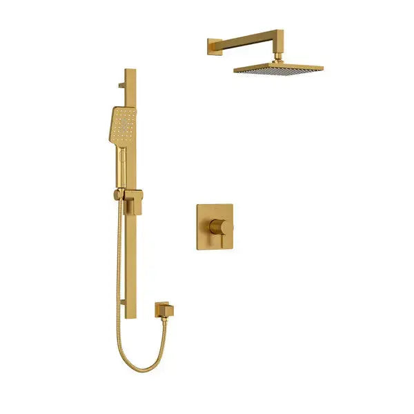Riobel Paradox 2-Way Thermostatic/Pressure Balance Shower Trim Kit with Shower Head & Hand Shower Rail TKIT323PXTQ - Brushed Gold (TKIT323PXTQBG-6)