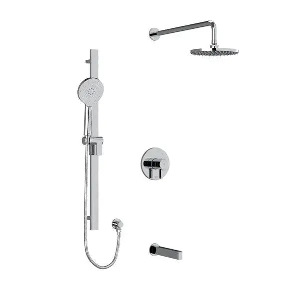 Riobel Paradox 3-Way Thermostatic/Pressure Balance Shower Trim Kit with Shower Head, Hand Shower Rail & Tub Spout TKIT1345PXTM - Chrome (TKIT1345PXTMC-6)