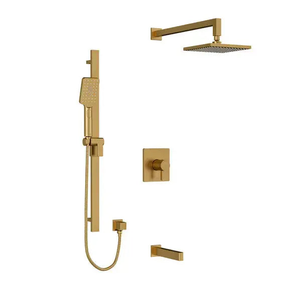 Riobel Paradox 3-Way Thermostatic/Pressure Balance Shower Trim Kit with Shower Head, Hand Shower Rail & Tub Spout TKIT1345PXTQ - Brushed Gold (TKIT1345PXTQBG-6)