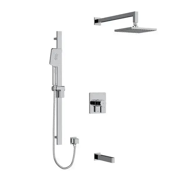 Riobel Paradox 3-Way Thermostatic/Pressure Balance Shower Trim Kit with Shower Head, Hand Shower Rail & Tub Spout TKIT1345PXTQ - Black (TKIT1345PXTQBK-6)