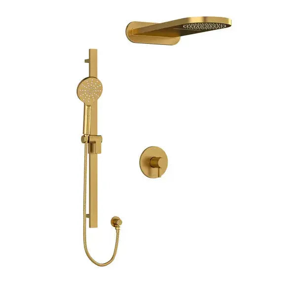 Riobel Paradox 3-Way Thermostatic/Pressure Balance Shower with Rain Head & Hand Shower KIT2745PXTM - Brushed Gold (KIT2745PXTMBG-EX)