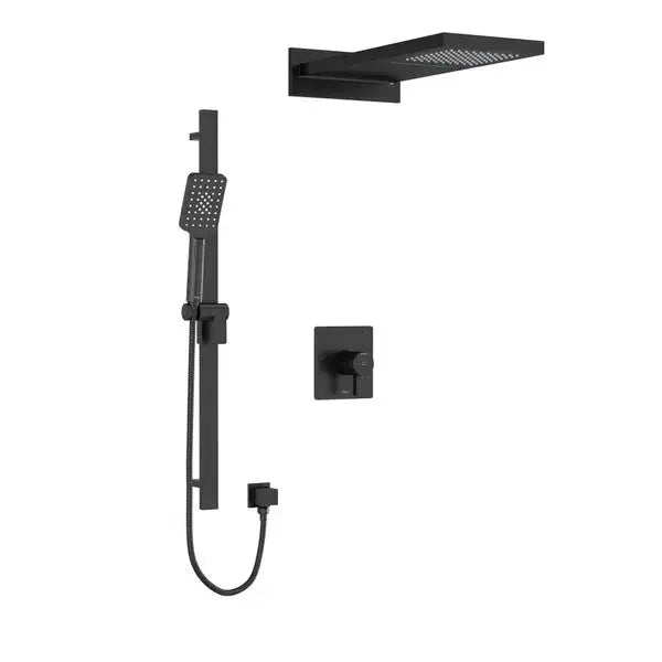 Riobel Paradox 3-Way Thermostatic/Pressure Balance Shower with Rain Head & Hand Shower KIT2745PXTQ - Black (KIT2745PXTQBK-SPEX)