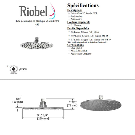 Riobel Premium Round Shower Kit 1623 Trim - Plumbing Market