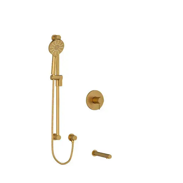 Riobel Riu 2-Way Thermostatic/Pressure Balance Shower Trim Kit with Hand Shower Rail & Tub Spout - Brushed Gold (TKIT1244RUTMKNBG)