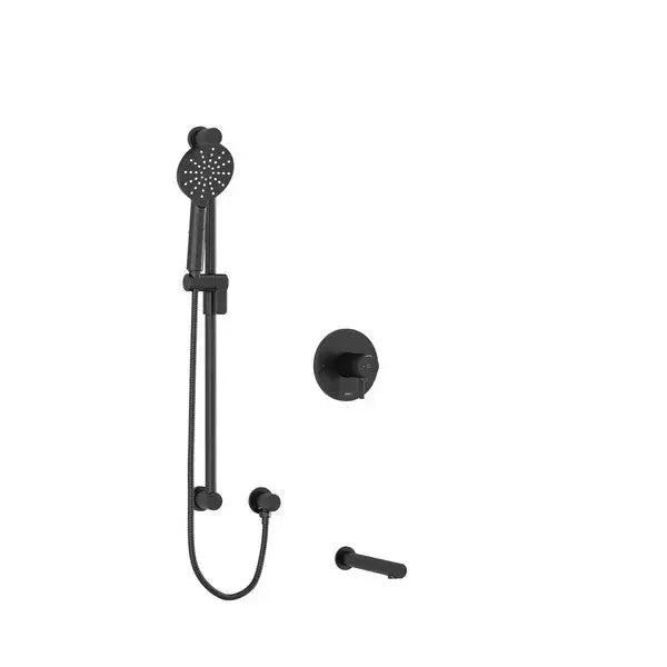 Riobel Riu 2-Way Thermostatic/Pressure Balance Shower Trim Kit with Hand Shower Rail & Tub Spout - Black (TKIT1244RUTMKNBK)
