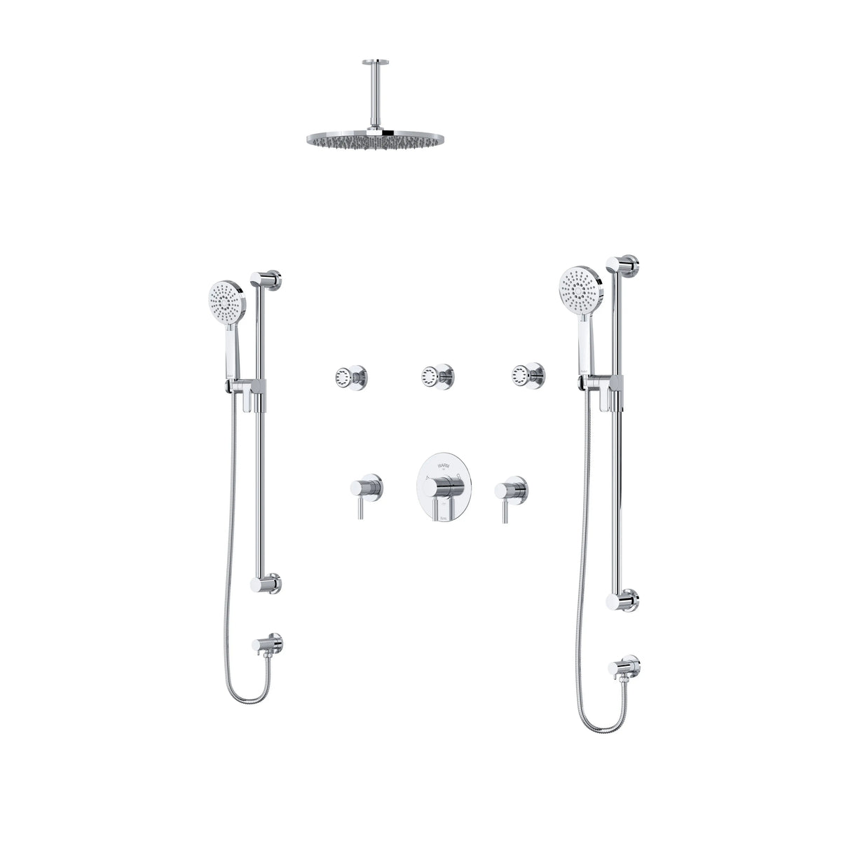 Riobel Riu 3/4" Thermostatic Shower Kit 6413 with Shower Head, Hand Shower Rail & Body Jets - Chrome (TKIT6413C)