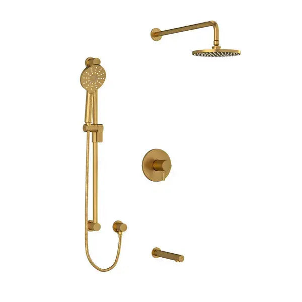 Riobel Riu 3-Way Thermostatic/Pressure Balance Shower Trim Kit with Shower Head, Hand Shower Rail & Tub Spout - Brushed Gold (TKIT1345RUTMBG-6)