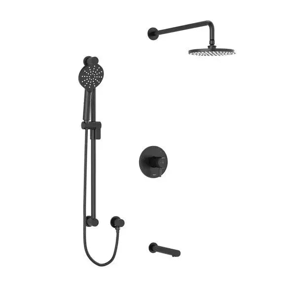 Riobel Riu 3-Way Thermostatic/Pressure Balance Shower Trim Kit with Shower Head, Hand Shower Rail & Tub Spout - Black (TKIT1345RUTMBK-6)