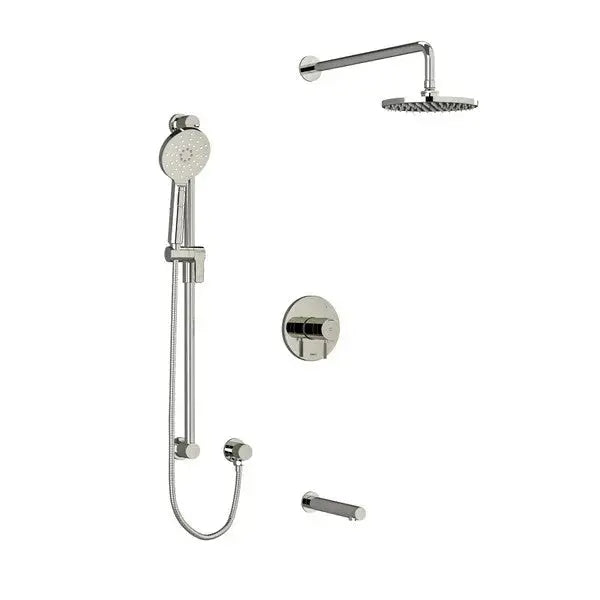 Riobel Riu 3-Way Thermostatic/Pressure Balance Shower Trim Kit with Shower Head, Hand Shower Rail & Tub Spout - Polished Nickel (TKIT1345RUTMKNPN)