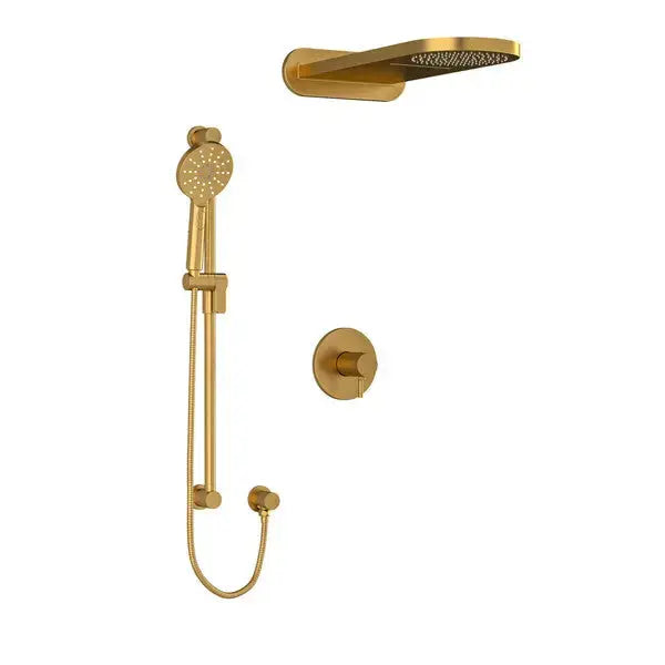 Riobel Riu 3-Way Thermostatic/Pressure Balance Shower with Rain Head & Hand Shower - Brushed Gold (KIT2745RUTMBG-EX)