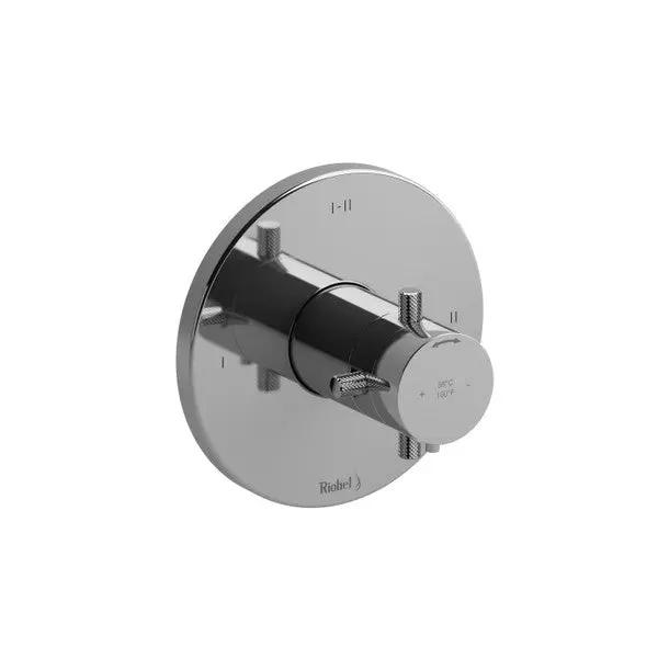 Riu 1/2 Inch Thermostatic and Pressure Balance Trim with 3 Functions and Knurled Cross Handle - Plumbing Market