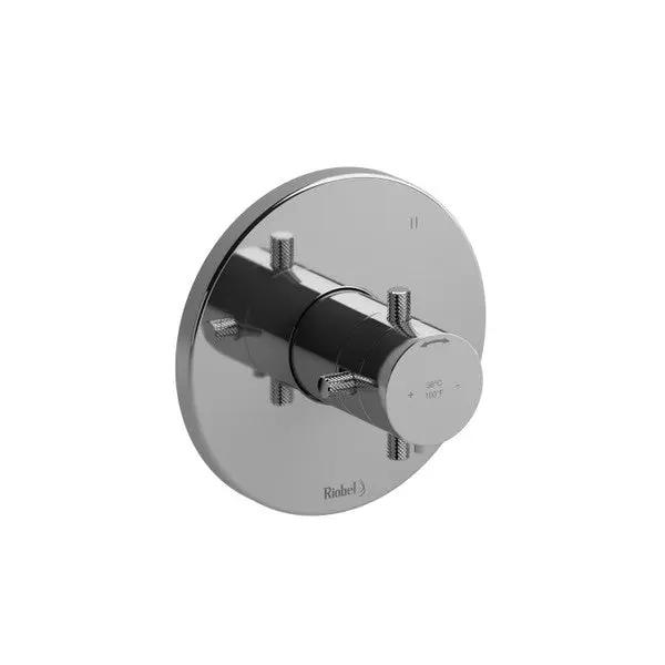 Riu 1/2 Inch Thermostatic and Pressure Balance Trim with 5 Functions and Knurled Cross Handle - Plumbing Market